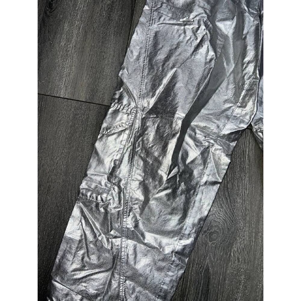 Free People Y2K Pockets Cargo Wide Mesmerize Me Preppy Pants Metallic M A004045 - Picture 6 of 12